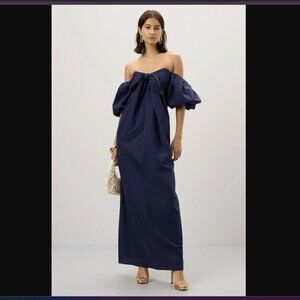 -NWT- CAROLINE CONSTAS REYNA OFF THE SHOULDER MAXI DRESS IN NAVY SZ XXS